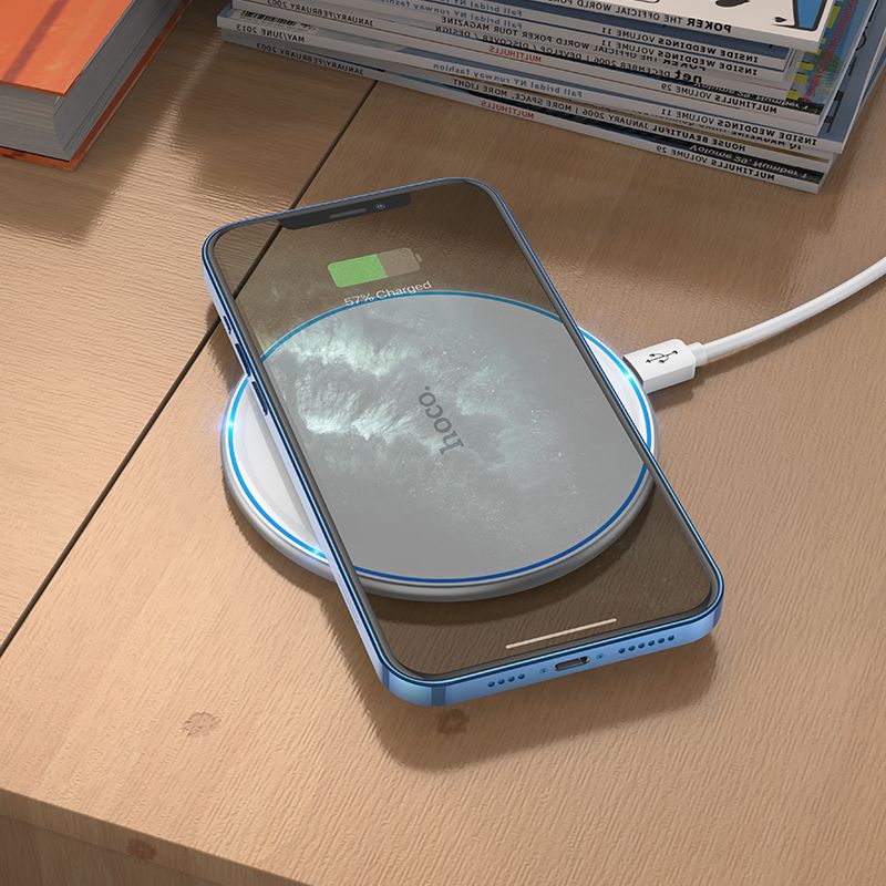 Wireless charger Hoco 2A 15W with light CW6 PRO white - Image 5