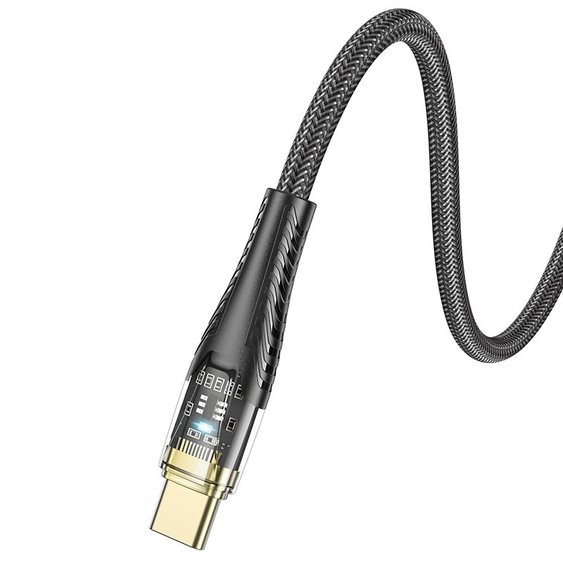 Καλώδιο USB-A σε USB-C Hoco 2,4A 1,2m U121 μαύρο διαφανές - Image 6