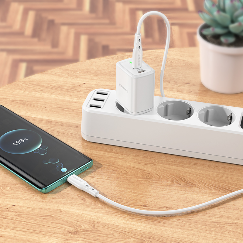 Borofone Wall charger BN9 Reacher – 2xType C – QC 3.0 PD 35W white - Image 5