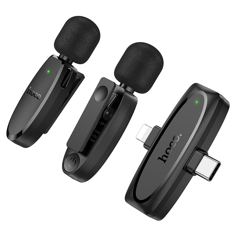 Ασύρματο Μικρόφωνο Hoco L15, USB-C / Lightning, 2-Pack, Μαύρο - Image 3