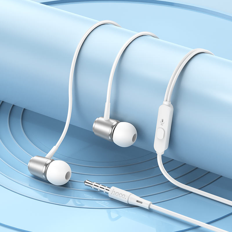 Hoco M108 ενσύρματα ακουστικά 3,5mm με μικρόφωνο λευκό ασημί - Image 4