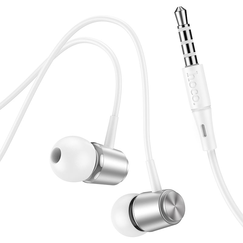 Hoco M108 ενσύρματα ακουστικά 3,5mm με μικρόφωνο λευκό ασημί - Image 6