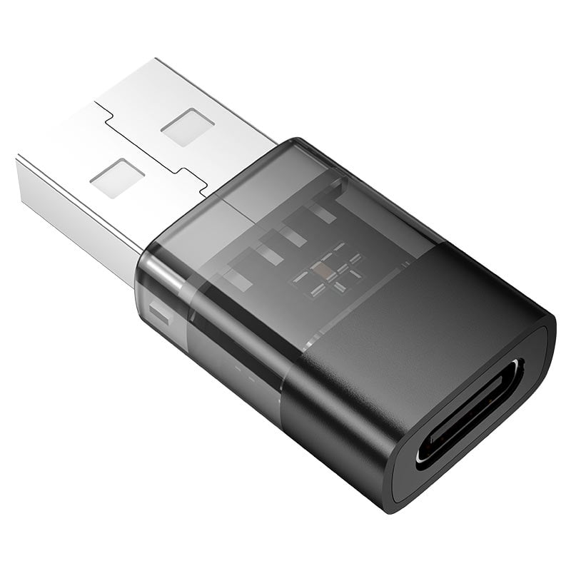 Adapter USB A to USB C Hoco UA36C διαφανές μαύρο