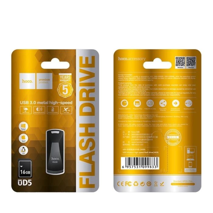 Pendrive 16GB USB 3.0 (USB-A) Hoco UD5 γκρι - Image 2