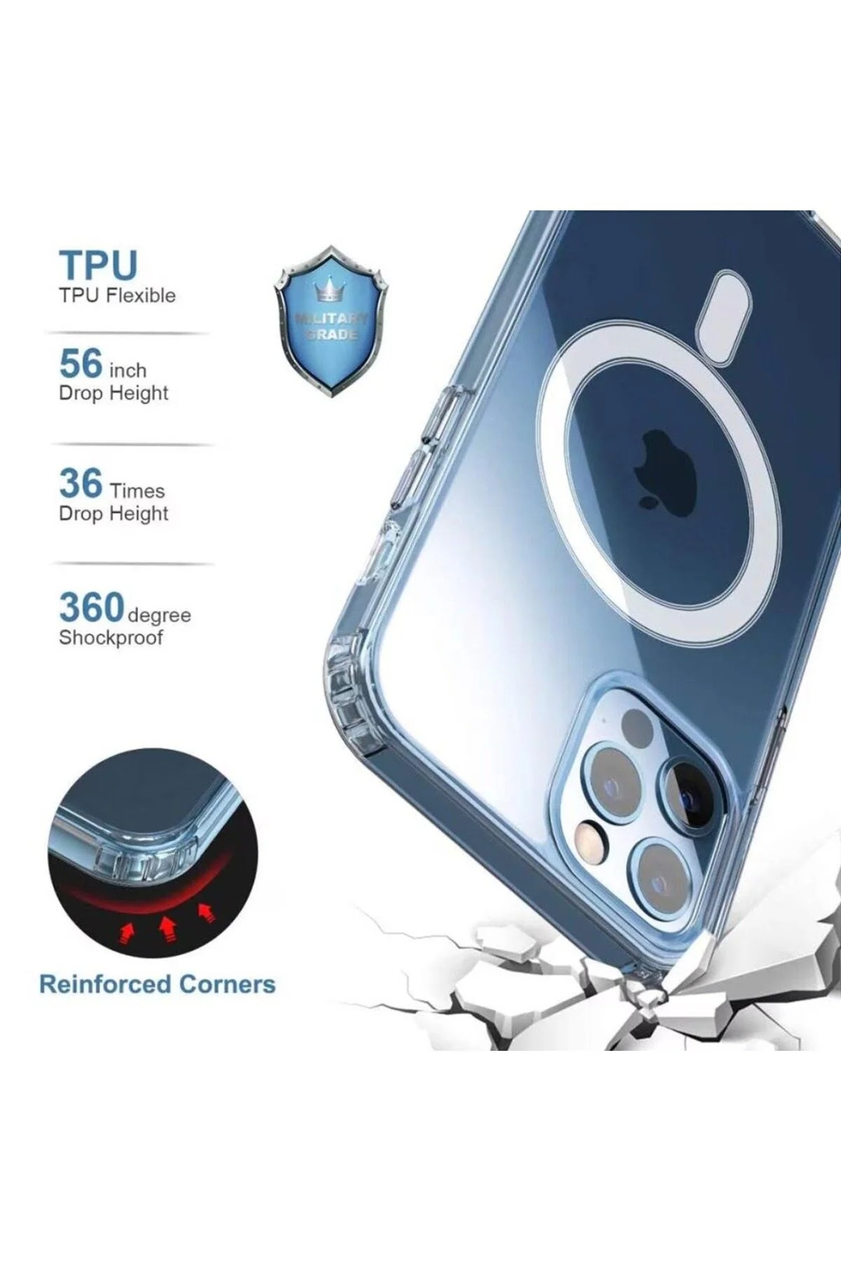 Anti Shock 1,5 mm Mag case for iPhone 15 6,1" transparent camera protection - Image 2