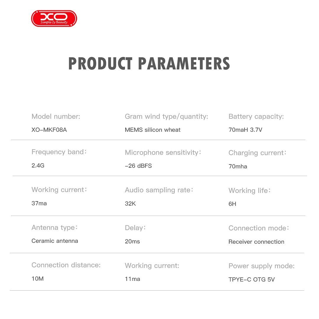 XO Microphone, Lightning, AI Noise-reduction, Wireless MKF08B Μαύρο - Image 7