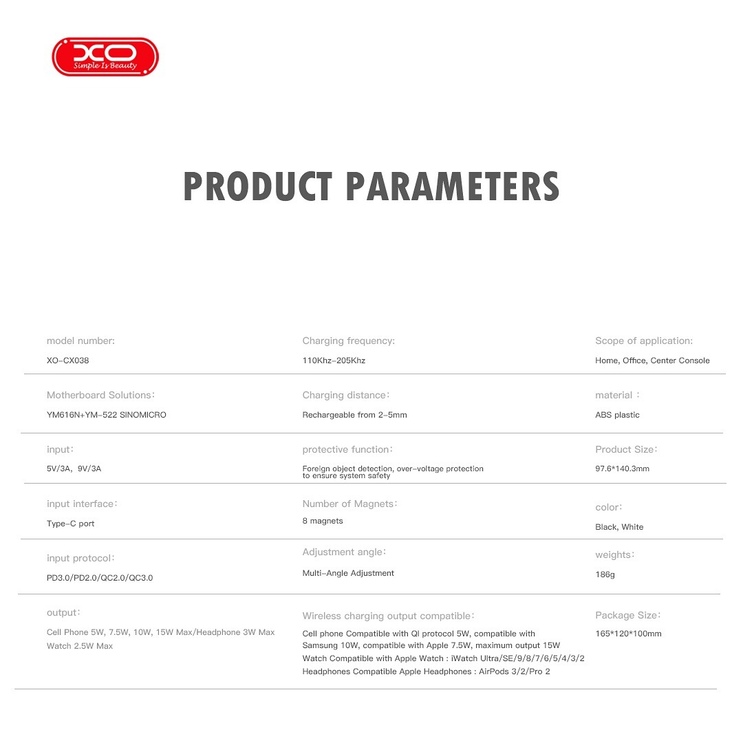 XO Wireless Charger 15W 3in1, white - CX038 - Image 5