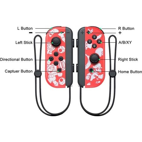 Ασύρματο Χειριστήριο Nintendo Switch Controller Joy-Pad LR Wireless Κόκκινο + Άσπρο με Σχέδιο Super Mario Bros - Image 4
