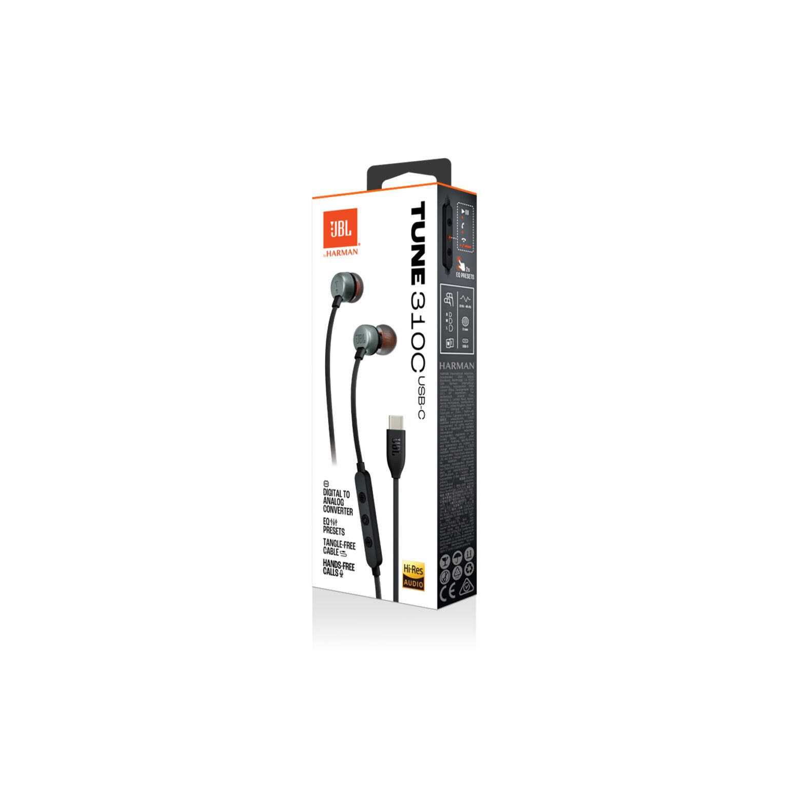 JBL Tune 310C In-Ear USB-C Ακουστικά Μαύρα