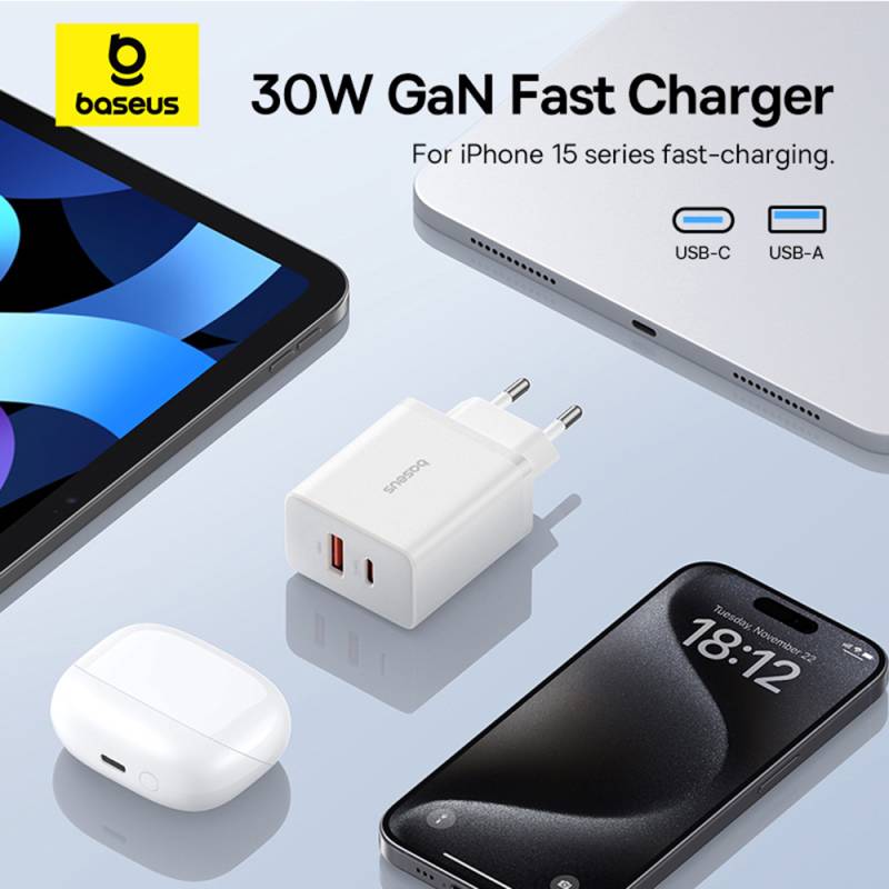 BASEUS 220V 30W, USB-A + USB-C, Cube Pro white – P10111404213-00 - Image 6