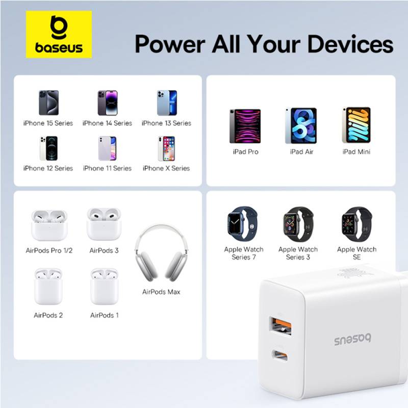 BASEUS 220V 30W, USB-A + USB-C, Cube Pro white – P10111404213-00 - Image 10
