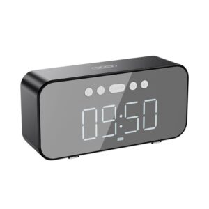 XO Ηχείο με ρολόι και ραδιόφωνο, Mirror clock ασύρματο μαύρο – F41