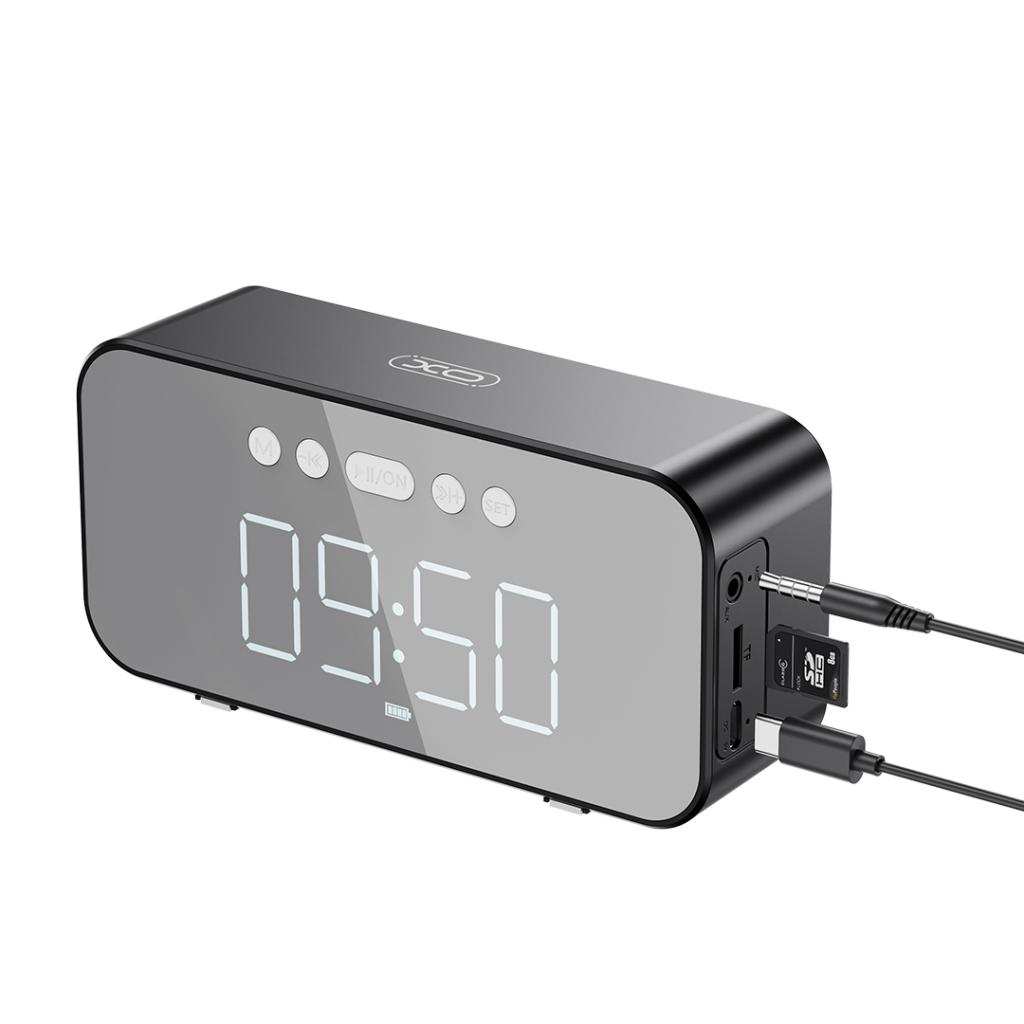 XO Ηχείο με ρολόι και ραδιόφωνο, Mirror clock ασύρματο μαύρο – F41 - Image 3