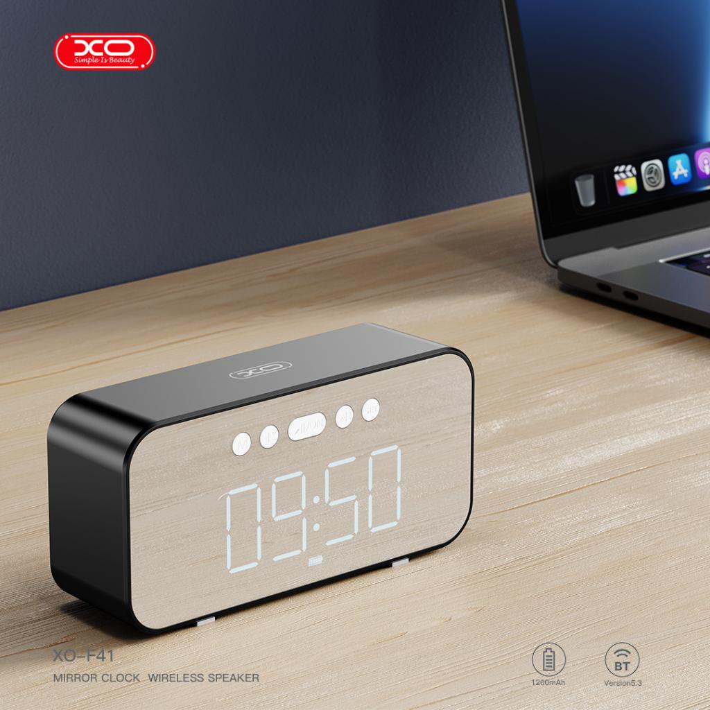 XO Ηχείο με ρολόι και ραδιόφωνο, Mirror clock ασύρματο μαύρο – F41 - Image 5