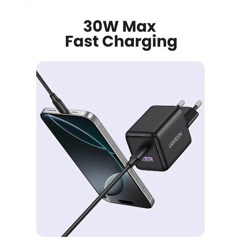 Wall Charger UGREEN X516, 30W, 3A, 1x USB-A 1x USB-C, Pink - Image 3
