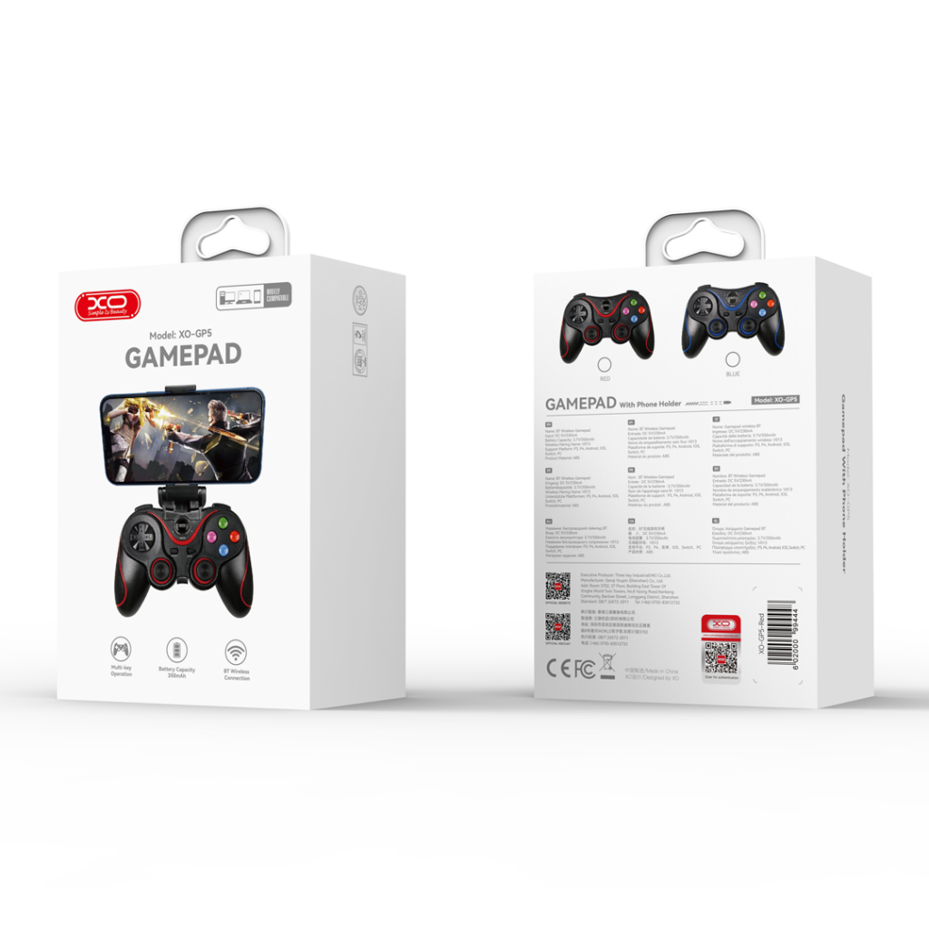 XO Ασύρματο Χειριστήριο Gaming Switch / Android / PC / PS4, Μαύρο+Κόκκινο – GP5 - Image 2