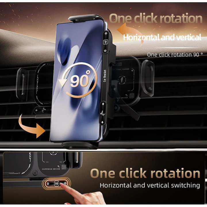 XO Holder 15W Wireless για τοποθέτηση σε σχάρα κλιματισμού, μαύρο – WX041 - Image 5