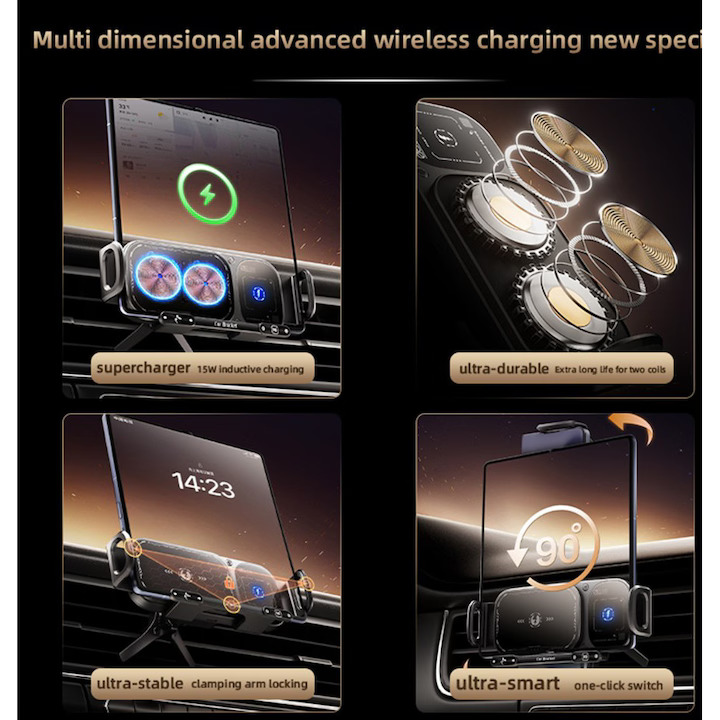 XO Holder 15W Wireless για τοποθέτηση σε σχάρα κλιματισμού, μαύρο – WX041 - Image 4
