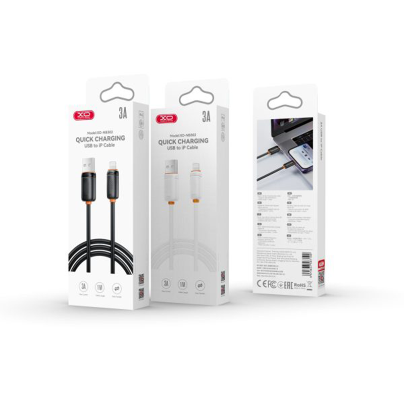 XO Cable USB-A – Lightning, white – NB302 - Image 2