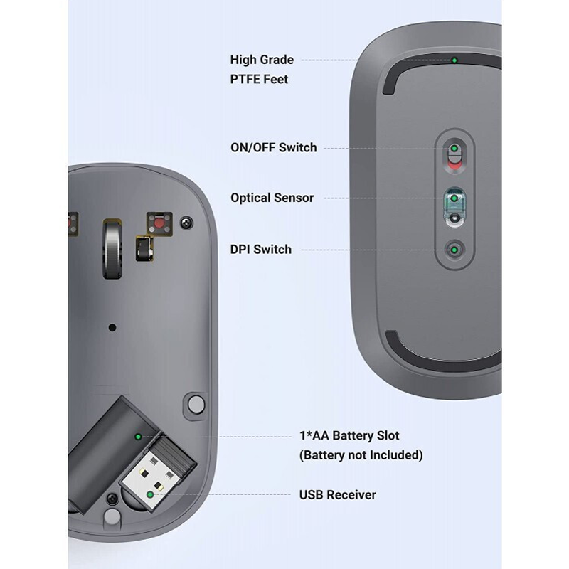 Wireless Mouse UGREEN MU001, 4000DPI, Γκρι - Image 9