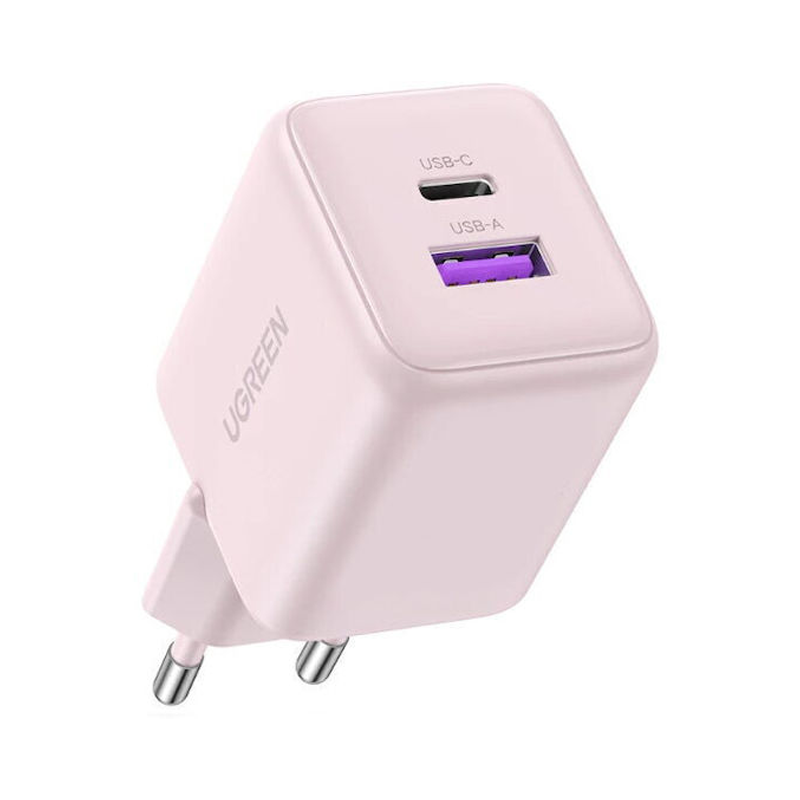 Wall Charger UGREEN X516, 30W, 3A, 1x USB-A 1x USB-C, Pink