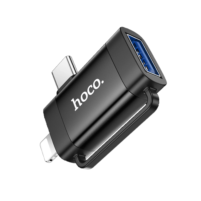 Adapter OTG 2in1 USB C / Lightning to USB-A Hoco UA31F black - Image 5