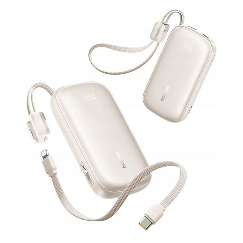 BASEUS Power Bank 20000mAh, 45W με ενσωματωμένο καλώδιο USB-C – Lightning, EnerFill FC21 Qpow 3 Ultra natural titanium – E0027P01 - Image 3