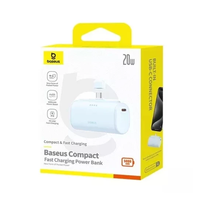BASEUS Power Bank 5000mAh 20W USB-C + USB-C blue – P10068306313-00 - Image 2