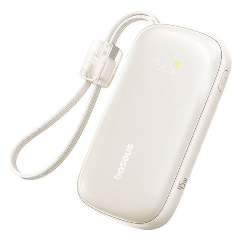 BASEUS Power Bank 20000mAh, 45W με ενσωματωμένο καλώδιο USB-C – Lightning, EnerFill FC21 Qpow 3 Ultra natural titanium – E0027P01 - Image 5