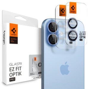 Spigen Optik Pro EZ Fit Προστασία Κάμερας Tempered Glass Μαύρο για Apple iPhone 16 Pro, iPhone 16 Pro Max 2Τεμάχια