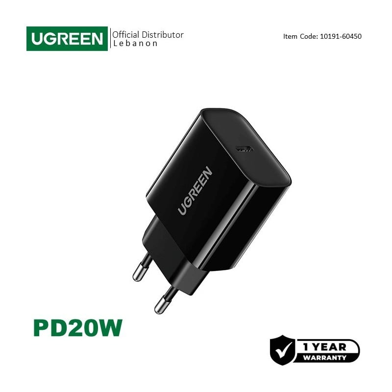 UGREEN 220V 20W, 1*USB-C (black) – CD137 / 10191 - Image 2