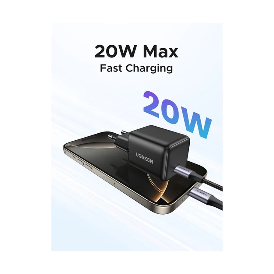 UGREEN 220V 20W, 1*USB-C GaN (black) – X512 / 55553 - Image 6