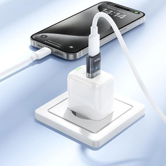 Adapter USB A to USB C Hoco UA36C διαφανές μαύρο - Image 5