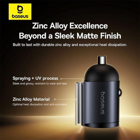 Baseus Mini Tiny Star 2x USB-C PD φορτιστής αυτοκινήτου 1x USB-C – USB-C θύρα 30W μαύρος - Image 10