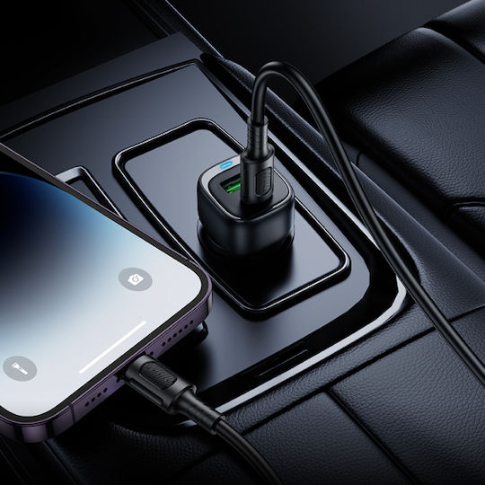 Borofone Car Charger BZ34B Cloud – USB + Type C – QC 3.0 PD 38W με καλώδιο Type C σε Lightning μαύρο - Image 5