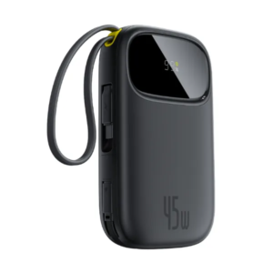 BASEUS Power Bank 10000mAh, 45W με ενσωματωμένα καλώδια USB-C & Lightning, EnerFill FC31 Qpow 3 Μαύρο – E0028C00