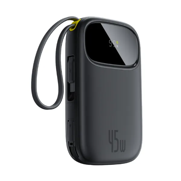 BASEUS Power Bank 10000mAh, 45W με ενσωματωμένα καλώδια USB-C & Lightning, EnerFill FC31 Qpow 3 Μαύρο – E0028C00
