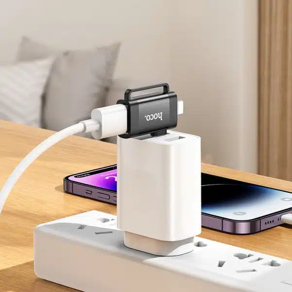 Adapter OTG 2in1 USB C / Lightning to USB-A Hoco UA31F black - Image 7