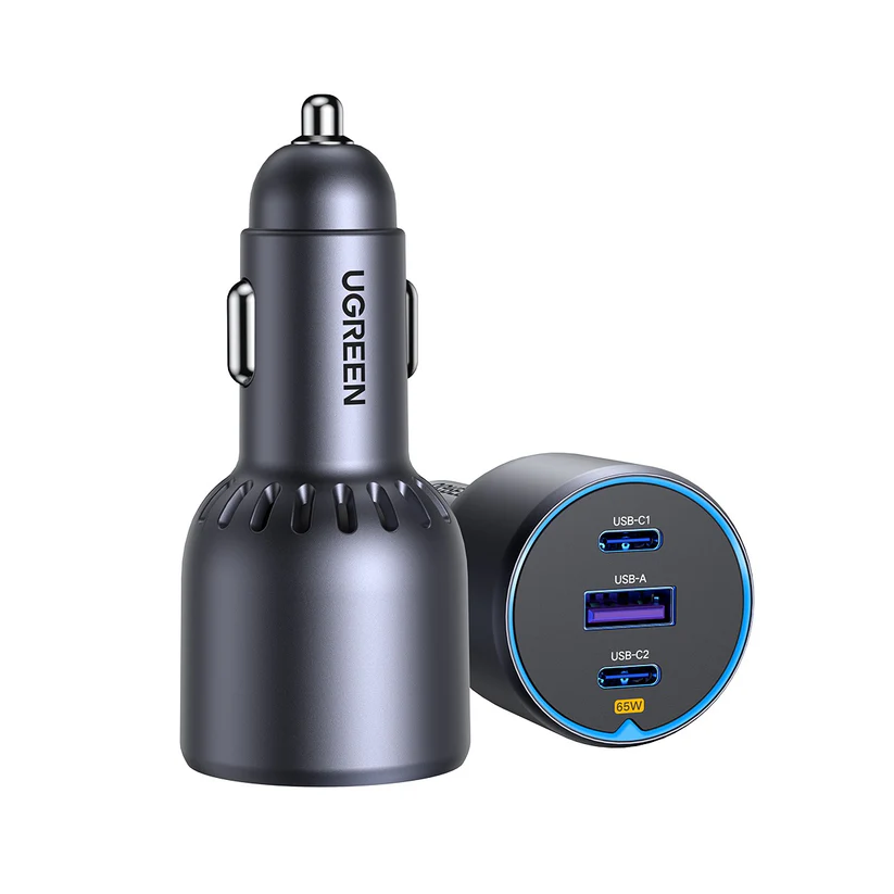 UGREEN 12V 75W, USB-A + 2xUSB-C, space grey – EC703 / 35024