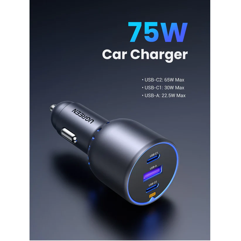 UGREEN 12V 75W, USB-A + 2xUSB-C, space grey – EC703 / 35024 - Image 10