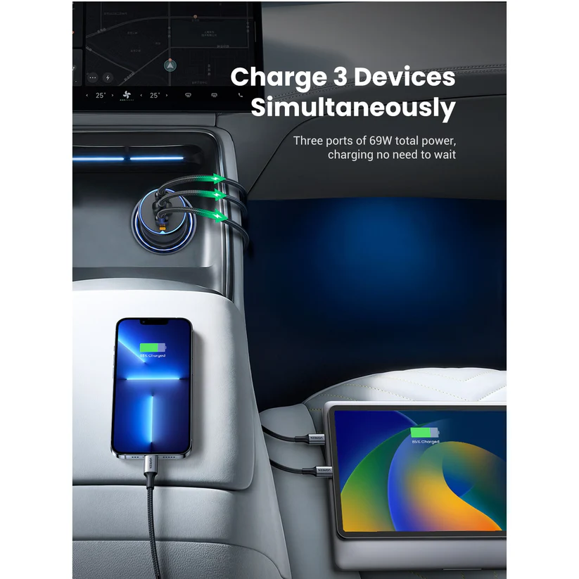 UGREEN 12V 75W, USB-A + 2xUSB-C, space grey – EC703 / 35024 - Image 9