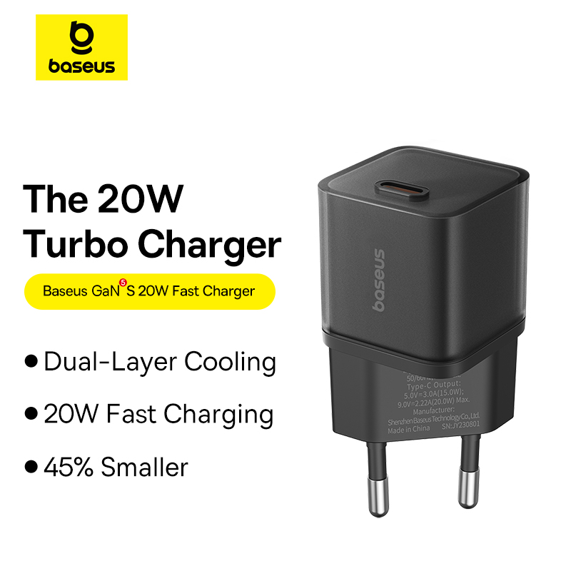 BASEUS 220V 20W, USB-C, GaN5s black – P10162503113-00 - Image 4